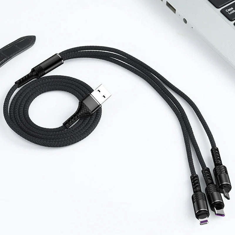 3 in 1 High Quality 100W Fast Charging Cable Anti Cut and Waterproof