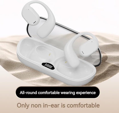 Unisex Non-in-Ear Wireless Headset – Sports Clip-On, Long-Lasting, High-Definition Sound for iOS/Android (White)