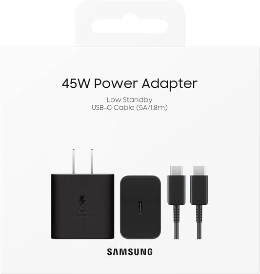 SAMSUNG 45W Wall Charger Power Adapter with Cable Included, Super Fast Charging for Galaxy Phones, Tablets and USB Type C Devices