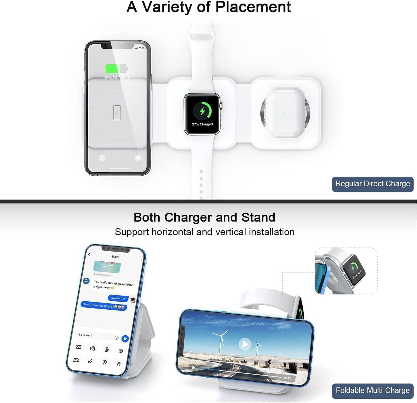 MagSafe 3 in 1 Foldable Wireless Charger 50W Charging Station | USA Lot Imported