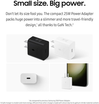 SAMSUNG 25W Wall Charger Power Adapter, C to C Cable Included, Super Fast Charging, Compact Design