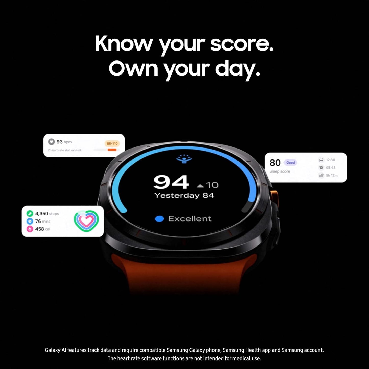 SAMSUNG Galaxy Watch Ultra 47mm LTE AI Smartwatch w/Energy Score, Wellness Tips, Heart Rate Tracking, Sleep Monitor, Fitness Tracker, GPS, 2024,Titanium