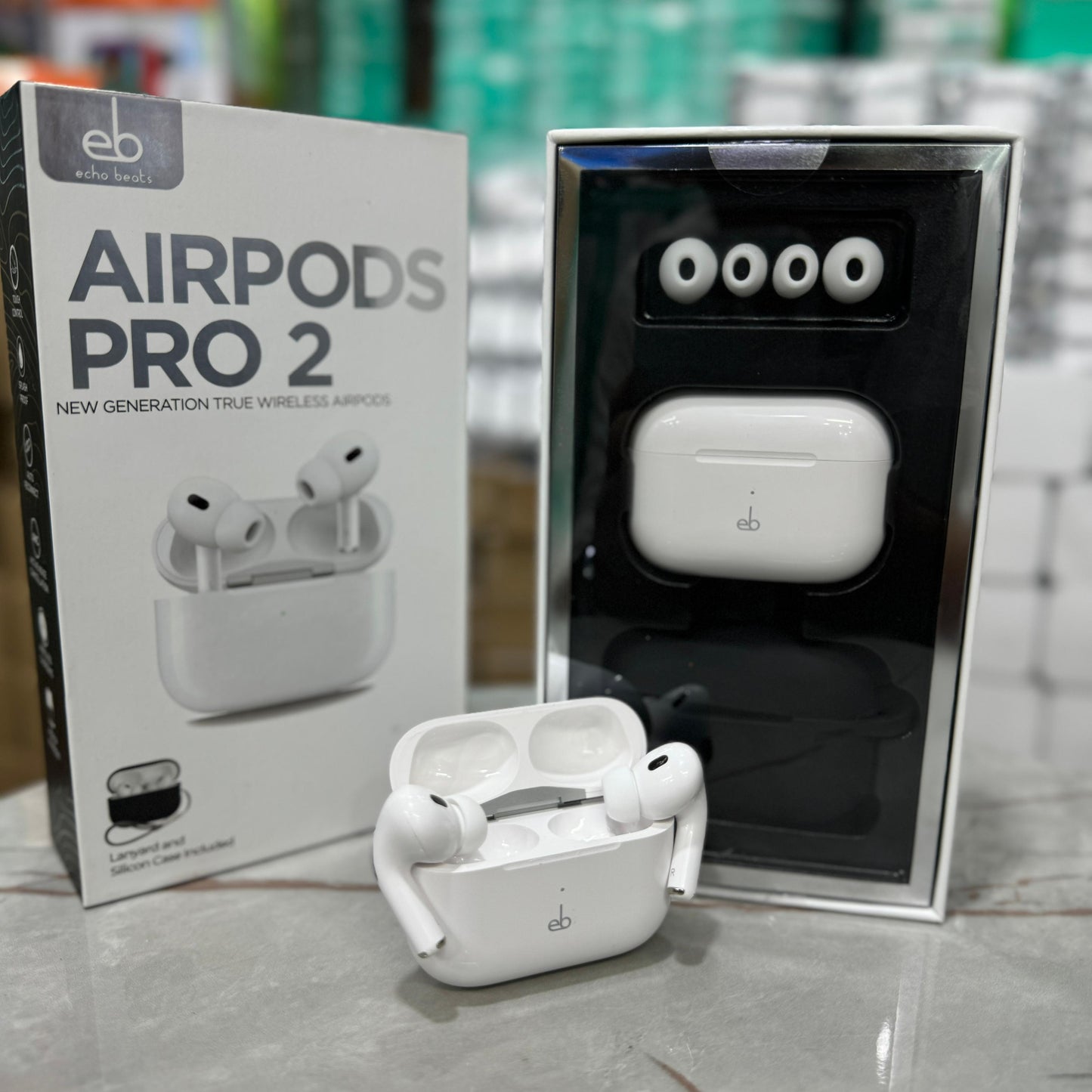 UK Lot Imported Echo Beats AirPods Pro 2 with Active Noise Cancellation & 1-Year Company Warranty