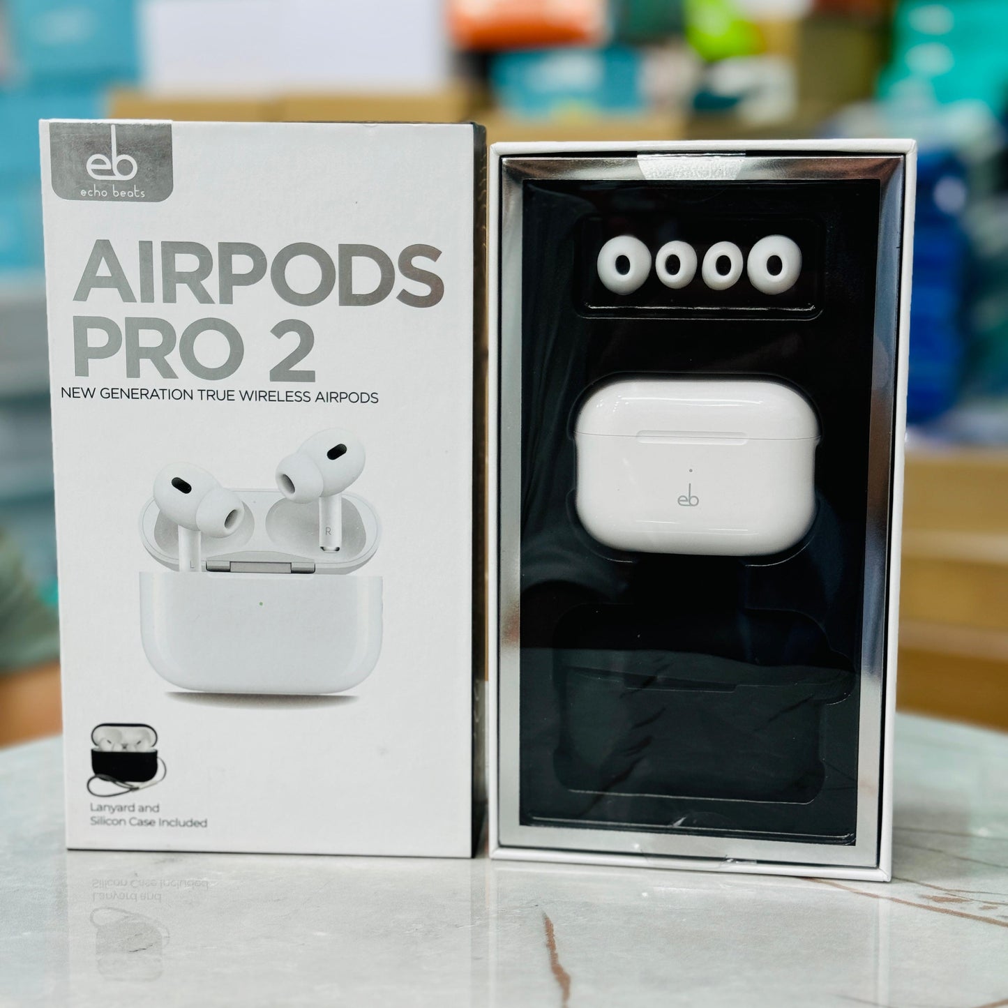 UK Lot Imported Echo Beats AirPods Pro 2 with Active Noise Cancellation & 1-Year Company Warranty