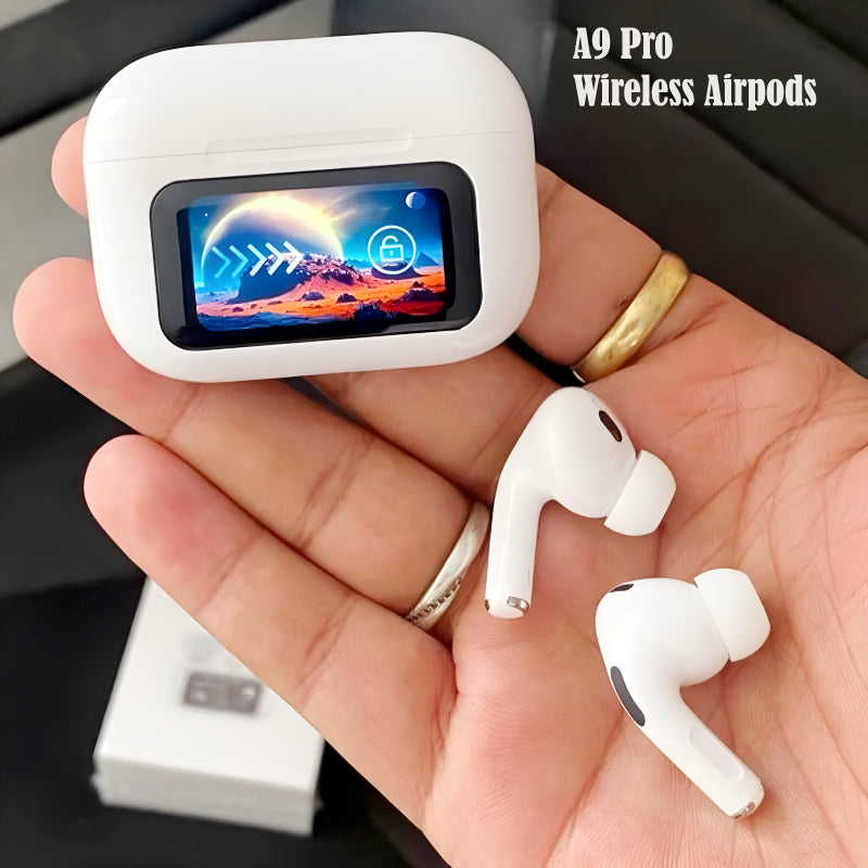 A9 Pro High Quality Sound, ENC Noise Reduction Wireless Airpods With Smart Touch Screen Control