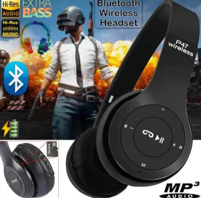 P47 Bluetooth Foldable Headset With Microphone Support