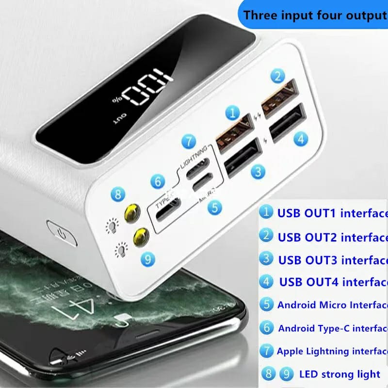 100000mAh Portable Power Bank High Capacity 66W Fast charging Power Bank