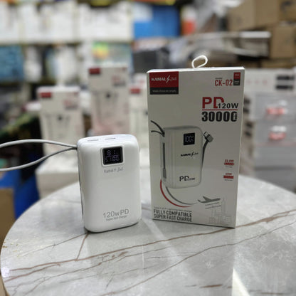 Made in Dubai 120W Mini Size Super Fast Power Bank With Built In Cables 1 Year Company Warranty