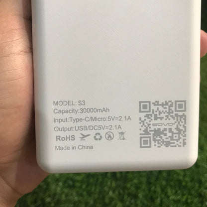 Sovo S3 30000 MAh Power Bank 66W PD Fast Charging Suported