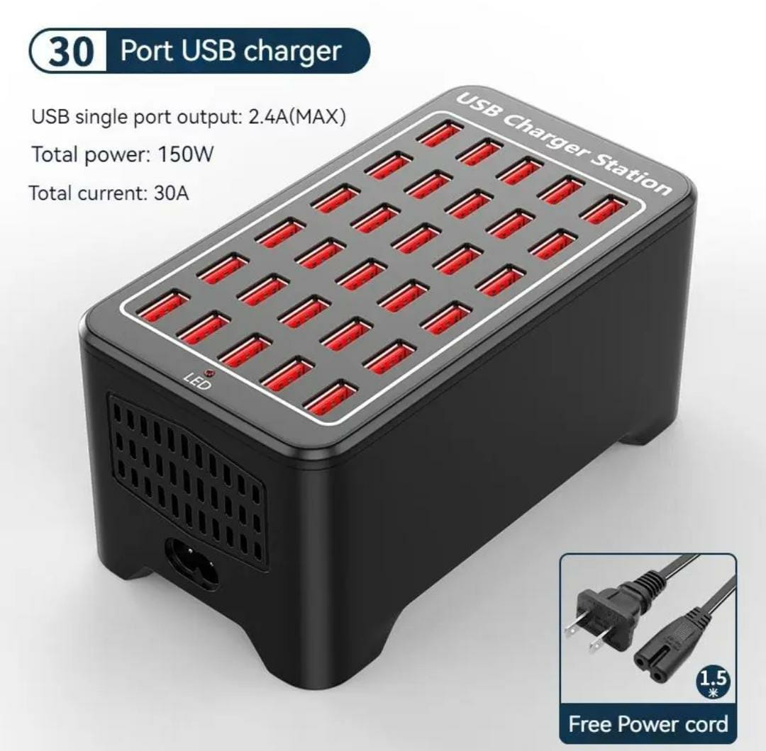 Smart 12 and 30 Ports USB Charging Station Power Outlet Multi Port Speed Wall Charger Dock HUB Home Office Adapter