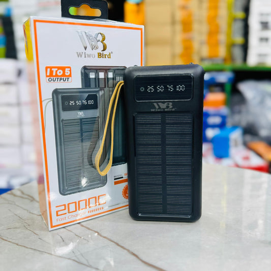 20000mAh Solar Power Bank Portable Fast Charger External Battery with in Built 4 Charging Power Cable | Lot Imported