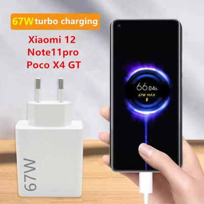 100% Original Xiaomi 67W Charger Charging Power Adaptor With Original Type C Cable