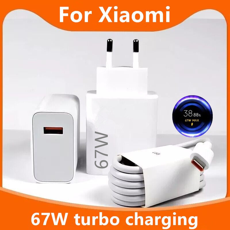 100% Original Xiaomi 67W Charger Charging Power Adaptor With Original Type C Cable