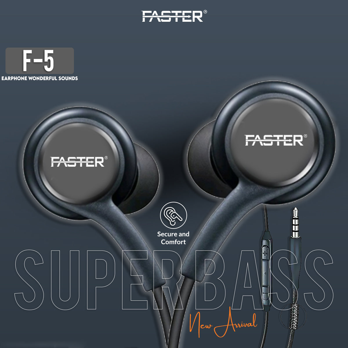 Faster F5 Widely Compatible Comfort Fit In-Ear Earphones With Clear Sound