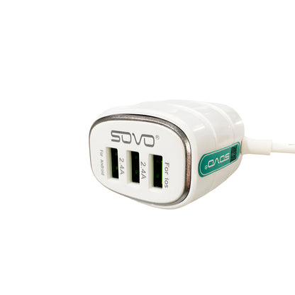 SOVO SG-81 MAGIC 3.1A Superior Speed Micro Charger With 3 USB Outputs