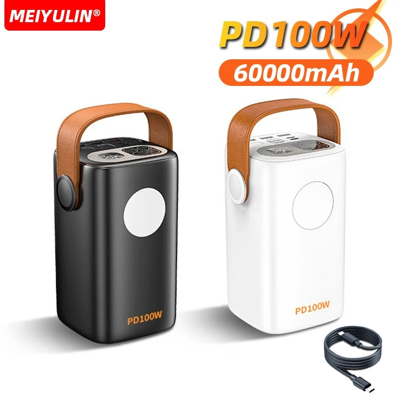 Portable 60000mAh Large Capacity Power Bank USB PD 100W External Mobile Battery Fast