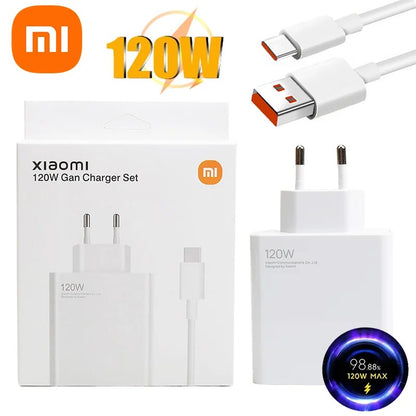 120W Original Xiaomi Turbo Fast Charger EU Hypercharge Adapter with 10A USB-C Cable