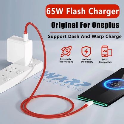 Original 65W Charger Dash Warp Fast Charge EU US Power Adapter USB C Cable For Oneplus