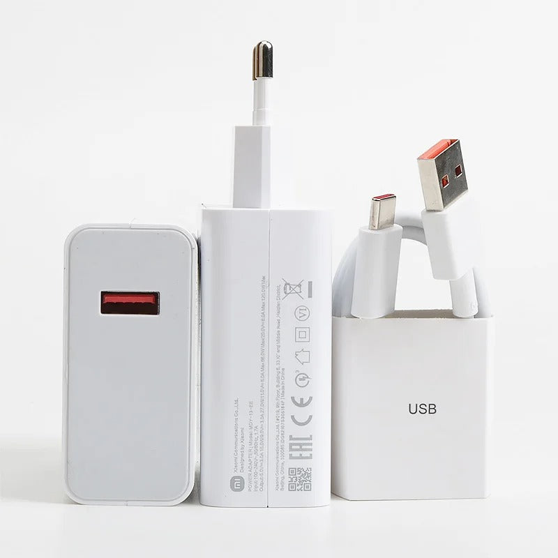 120W Original Xiaomi Turbo Fast Charger EU Hypercharge Adapter with 10A USB-C Cable