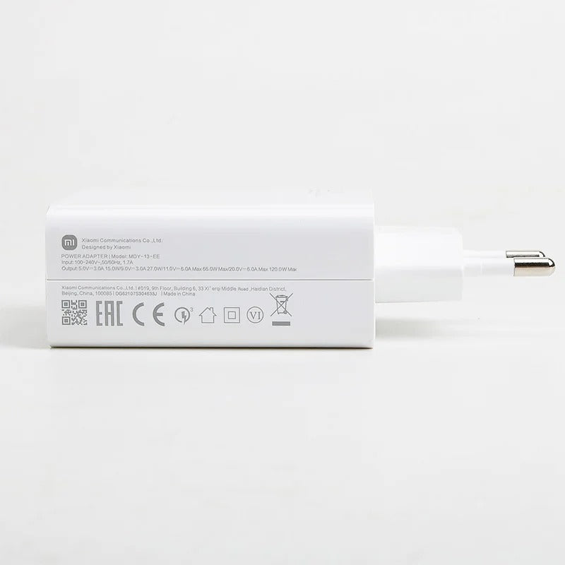 120W Original Xiaomi Turbo Fast Charger EU Hypercharge Adapter with 10A USB-C Cable