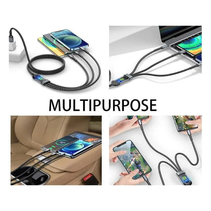 New 100W Fast Charging 3-in-1 Micro USB Type C Quick Charge Phone Data Cable