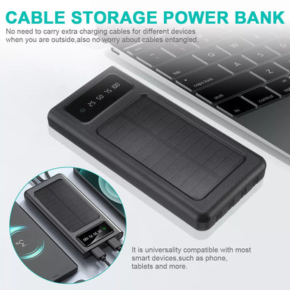 Solar Power Bank 50000mAh, Portable Solar Phone Charger with Flashlight, 4 Output