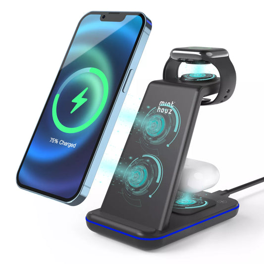 3-in-1 Wireless Charging Station 20W Wireless Charger for Multiple Devices QC3.0