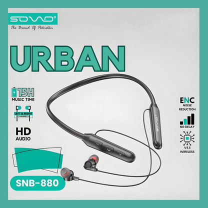 Sovo SNB-880 Urban High-Quality Wireless Stereo Neckband With Superior Sound